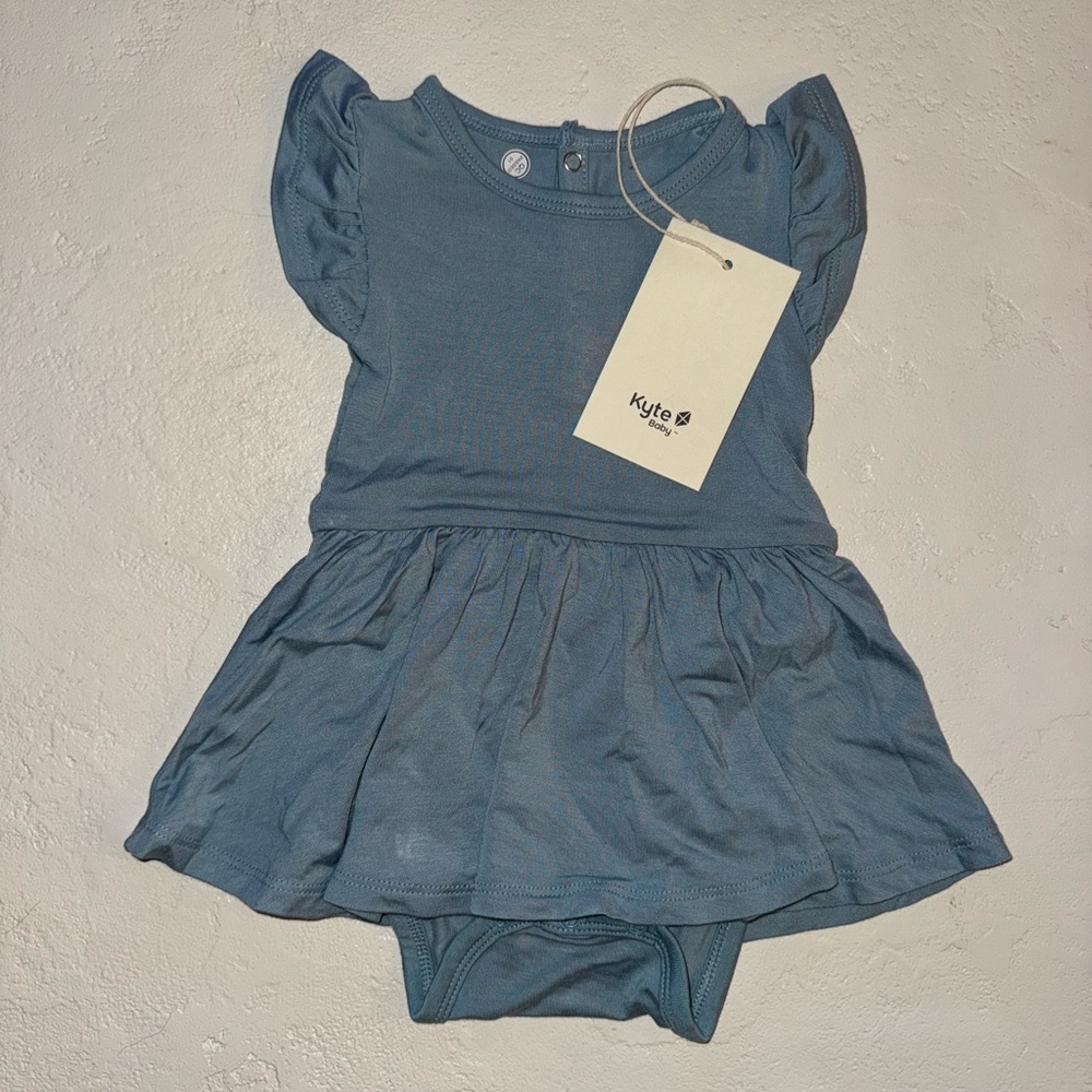 Blue Baby Dress with Ruffle Sleeves